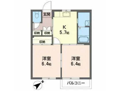 エスポワール(2K/2階)の間取り写真