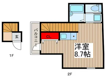 メイリリー鳩ヶ谷(ワンルーム/2階)の間取り写真