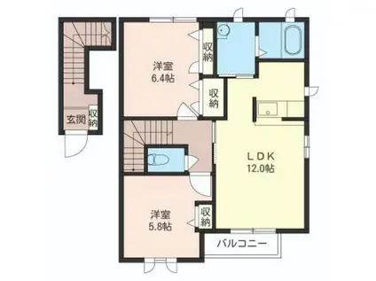 ボナールB(2LDK/2階)の間取り写真