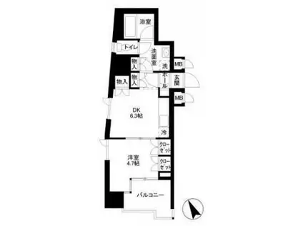 Dクラディアイヴァン御茶ノ水(1DK/5階)の間取り写真