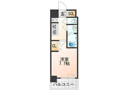 フォーリアライズ京都大将軍(1K/2階)の間取り写真