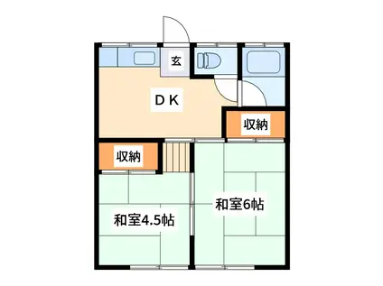 正栄荘(2DK/2階)の間取り写真