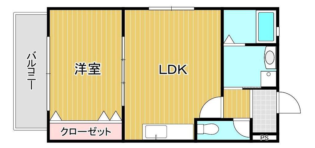 トレゾア湯川新町 A棟(1LDK/2階)の間取り写真