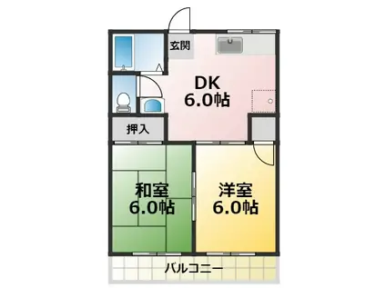 エクセレンス横山(2DK/2階)の間取り写真