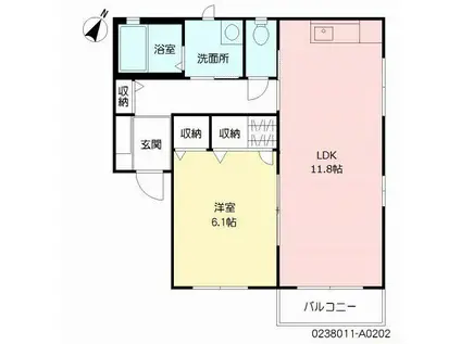 エクレールメゾン湯川(1LDK/2階)の間取り写真