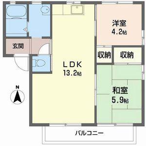 ディアス花北(2LDK/2階)の間取り写真