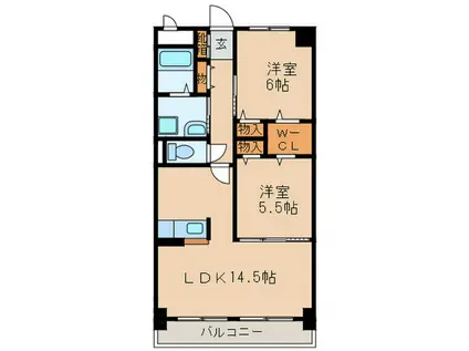 BONHEUR・CLE(2LDK/3階)の間取り写真