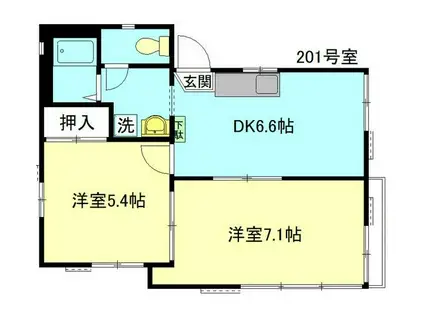 ハイマートアライIII(2DK/2階)の間取り写真