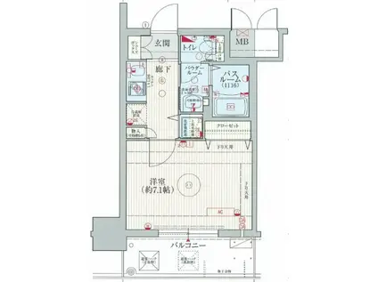 エステムコート難波IIアレグリア(1K/7階)の間取り写真