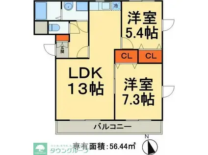 グランド・カオルII(2LDK/3階)の間取り写真