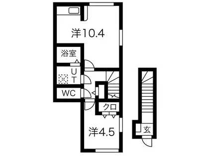 カーサ・ミー (1LDK/2階)の間取り写真