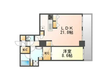 リュークスタワー・ザ・イースト(1LDK/15階)の間取り写真