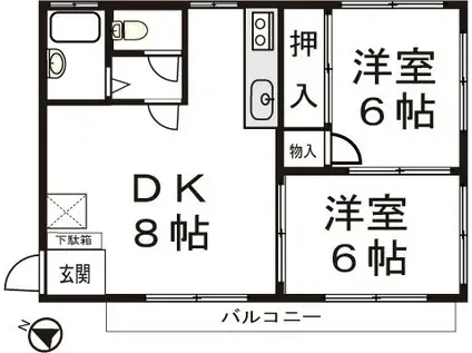 コーポナガシマ(2DK/2階)の間取り写真