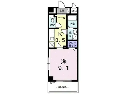 フラン・レアーレ(1K/1階)の間取り写真