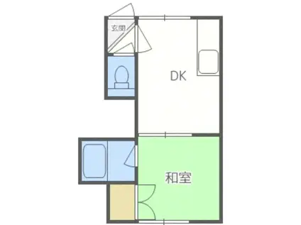 ラセーヌ鉄北(1DK/1階)の間取り写真