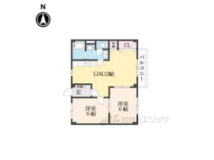 カーサ前栽(2LDK/2階)の間取り写真