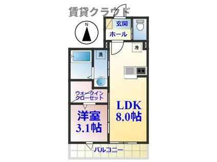 CASA FELIZ CHIBA CENTRAカーサフェリスチバセン(1LDK/1階)の間取り写真