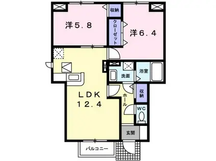 アーバインフォリー(2LDK/1階)の間取り写真