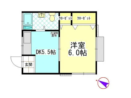 Aハウス(1DK/1階)の間取り写真
