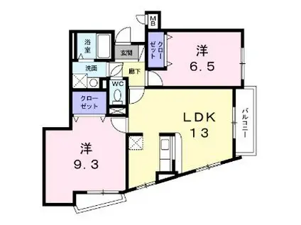 グラン・ソレイユ(2LDK/2階)の間取り写真