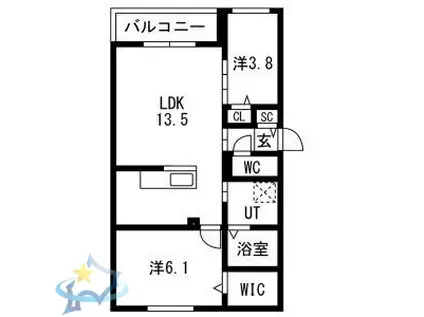PRECIOUS HASSAMU-MINAMI(2LDK/2階)の間取り写真