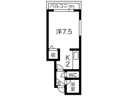 メゾンにれの樹(1K/2階)の間取り写真