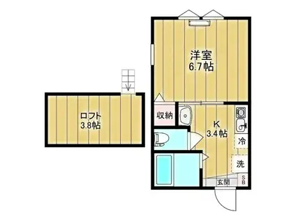 LOSA(1K/2階)の間取り写真