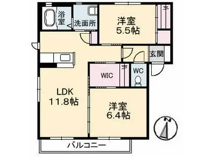 フルーツランド A棟(2LDK/2階)の間取り写真