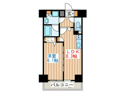 グランドロアール仙台西公園(1LDK/11階)の間取り写真