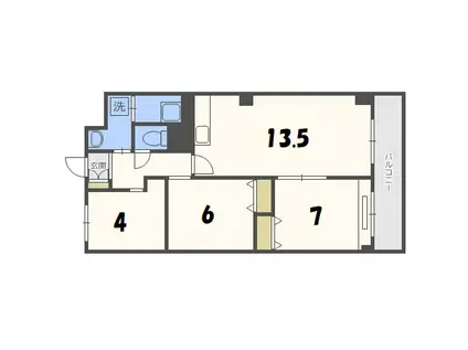 共済ハウス(3LDK/6階)の間取り写真