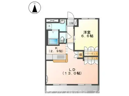 リビュール(1LDK/2階)の間取り写真