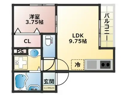 SELENE熊西(1LDK/2階)の間取り写真