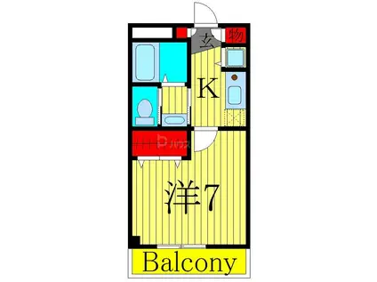 ツインアドレスレフト館(1K/1階)の間取り写真