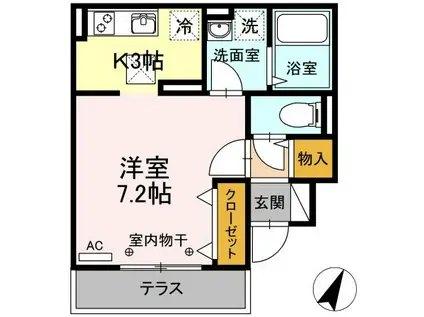 プティフォンテーヌ(ワンルーム/1階)の間取り写真