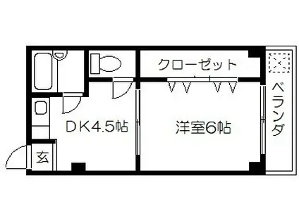マンション巻野(1DK/3階)の間取り写真