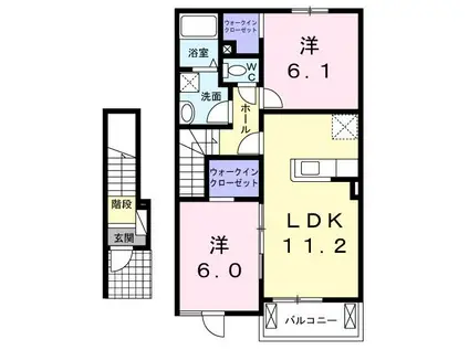 ベル・メゾンB(2LDK/2階)の間取り写真
