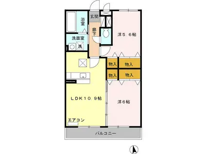 スカイヒル横濱六ツ川B棟(2LDK/3階)の間取り写真