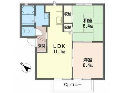 メゾンソレイユ(2LDK/1階)の間取り写真