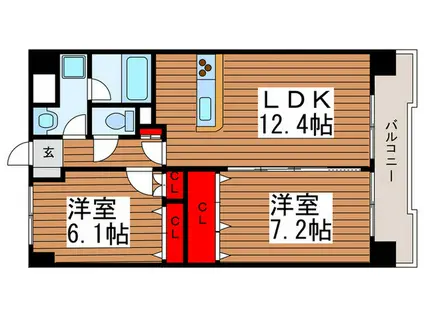 カサベルテ(2LDK/1階)の間取り写真