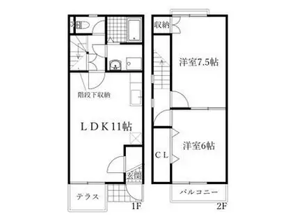 DUP猿海道 A棟(2LDK/1階)の間取り写真