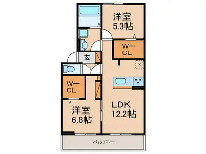 メゾン・モンレーヴ(2LDK/3階)の間取り写真