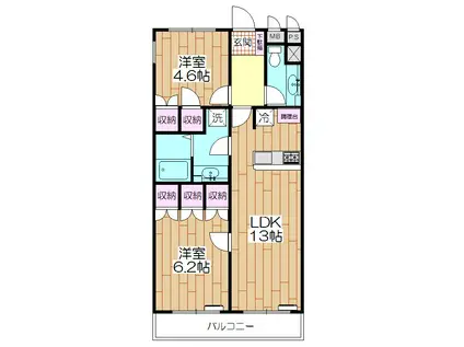 メイソンリー梅島(2LDK/2階)の間取り写真