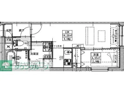 LUORE黒川(1LDK/4階)の間取り写真