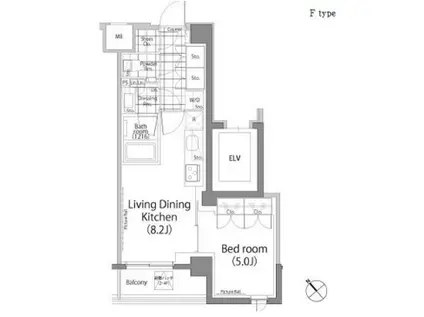 パークハビオ中目黒(1LDK/4階)の間取り写真