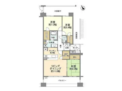 港北センタープレイス F棟(3LDK/5階)の間取り写真