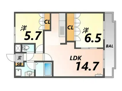 メゾン レフォルテ(2LDK/2階)の間取り写真