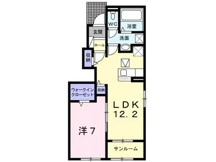 サウスコート II(1LDK/1階)の間取り写真