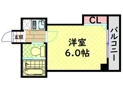 ミストラル本町ウエスト(1K/3階)の間取り写真
