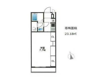 アセット一之江(1K/1階)の間取り写真