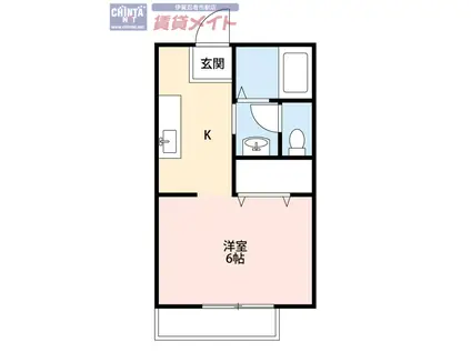 アーバン松井C(1K/2階)の間取り写真